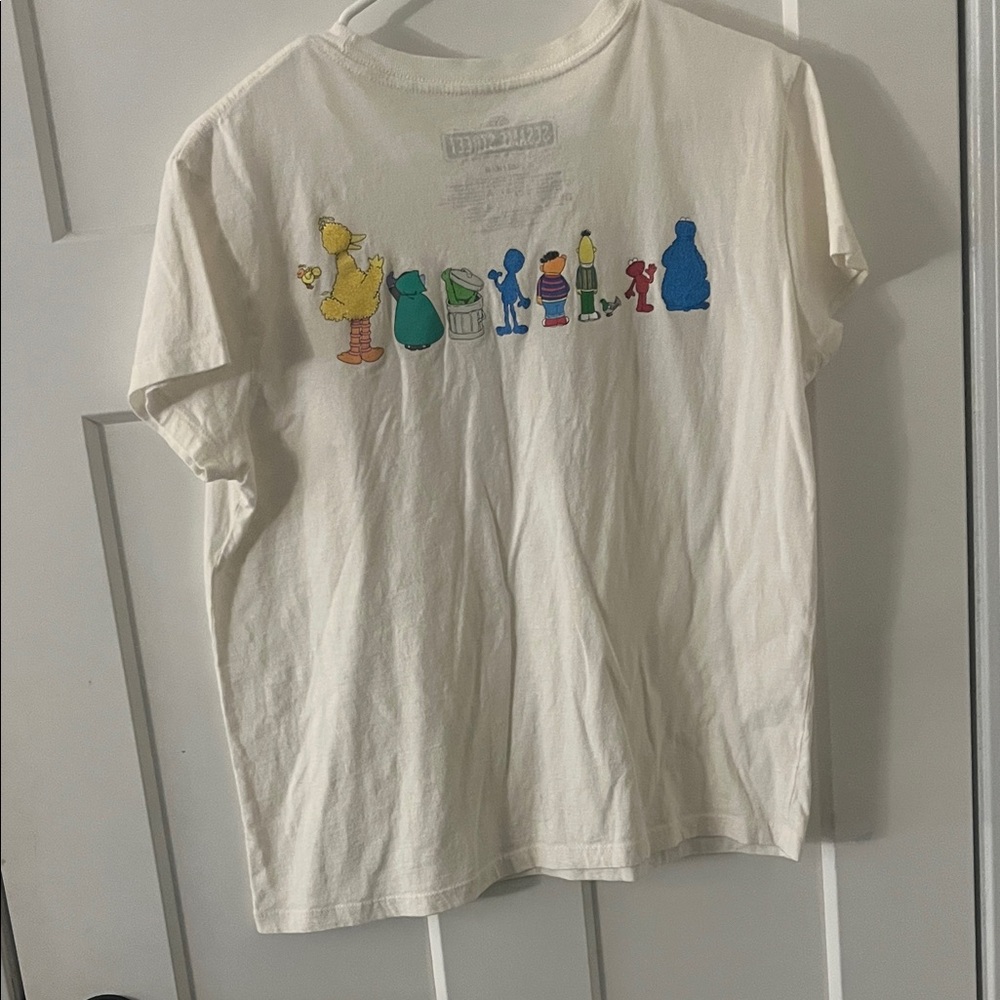 Sesame Street Cream Short Sleeve Tee with Multicolor Character Row - Picture 6 of 6